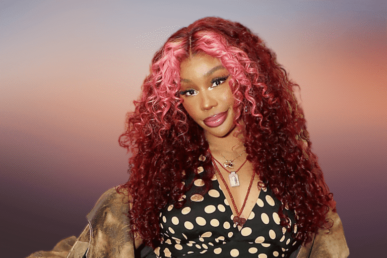 SZA puts her cheeks on full display in a snow colored