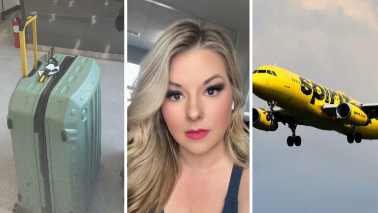 A Nashville woman tries to claim her luggage after a