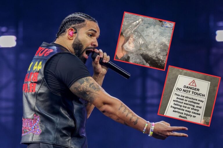 Drake fans sell ice cubes, sign from rapper Iceman's structure