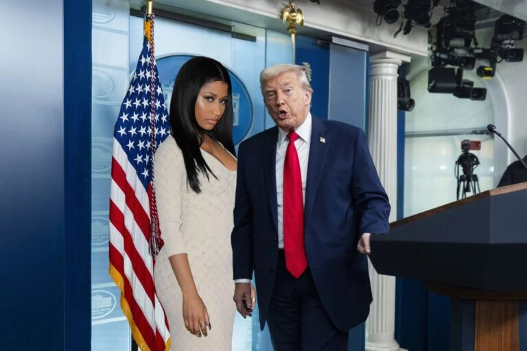 Nicki Minaj gets a standing ovation as Donald Trump yells at exclusive Rose Garden event Nicki Minaj gets a standing ovation as Donald Trump yells